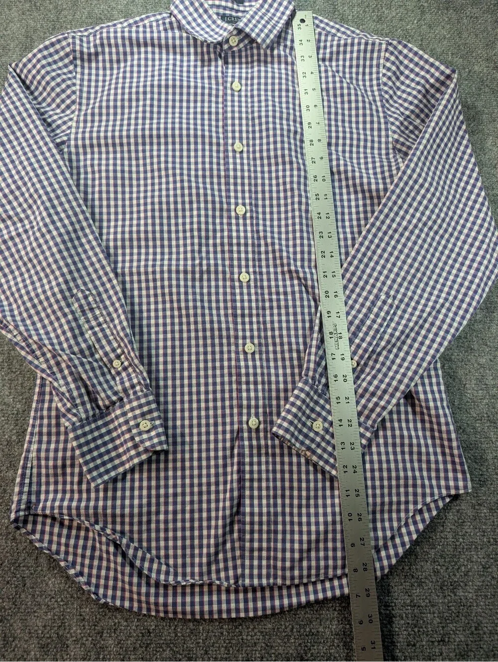 J.Crew Mens Medium Performance Slim Fit Blue Pink Checkered Button Down Shirt